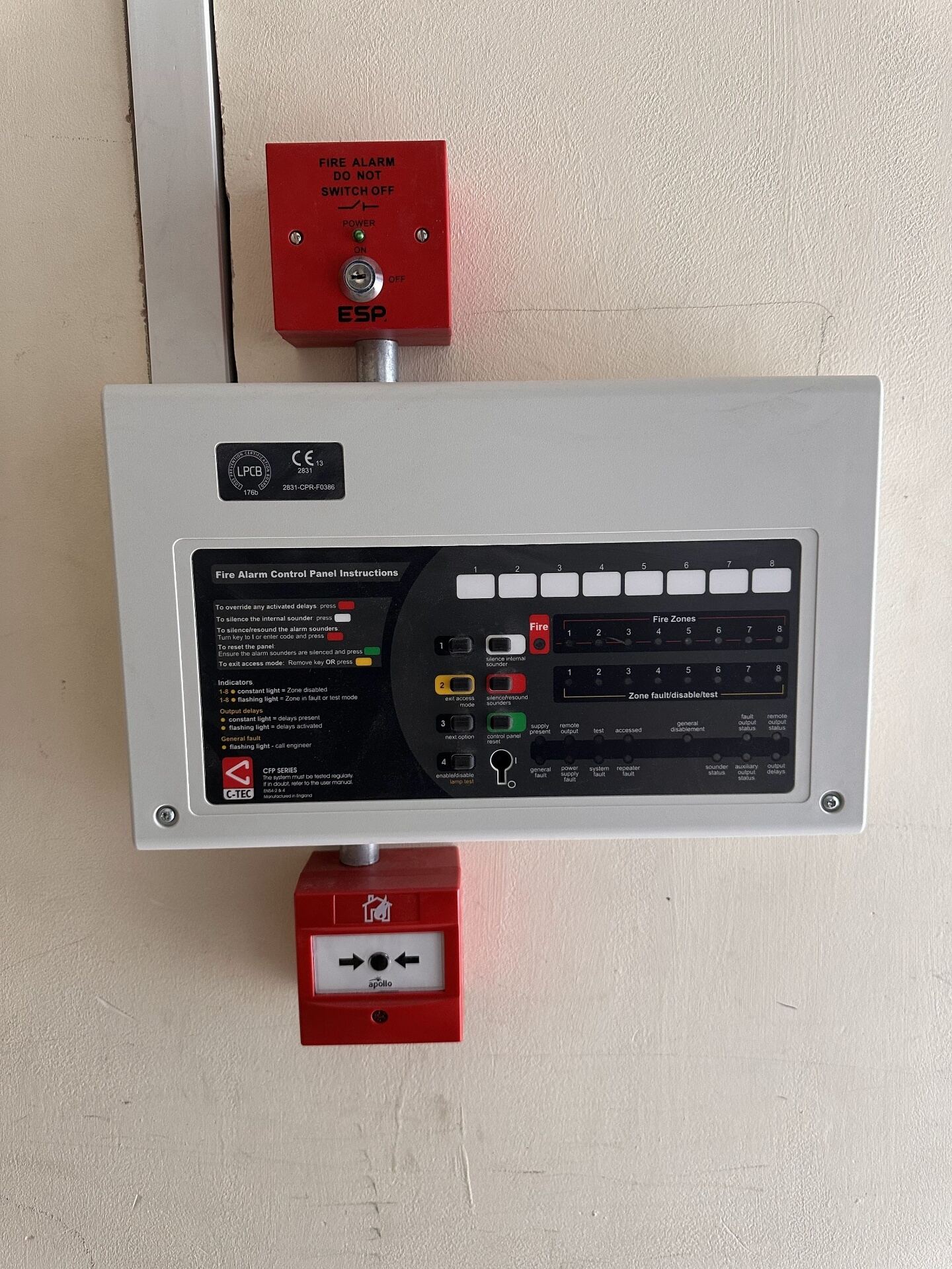 BS 5839 fire alarm control panel commissioned by Northern Tec electricians